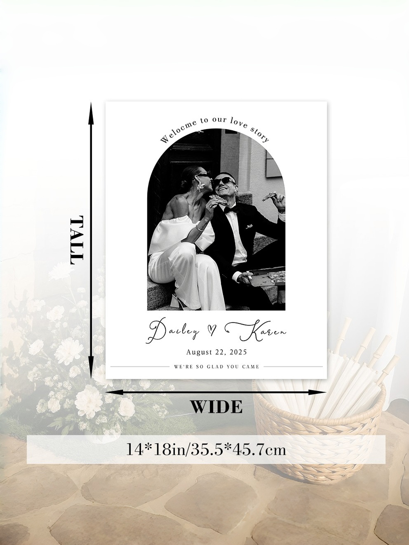 Personalized Wedding Welcome Photo Sign - PVC Material with Custom Names and Date